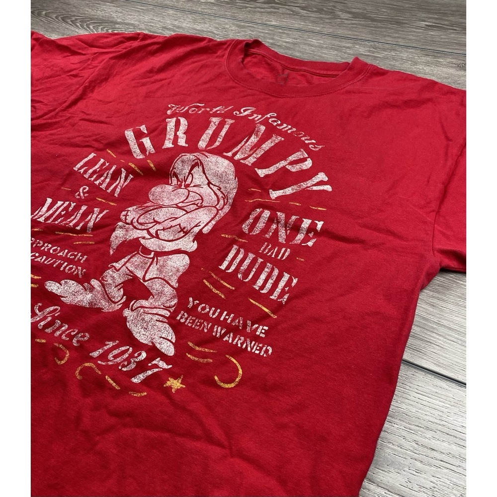 Hanes X Walt Disney World Unisex Grumpy World Infamous T Shirt Red Size Large
